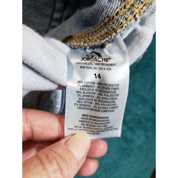 Jordache Jeans Size 14 Womens Blue Stretch Pants Denim High Rise Curvy Mom - Picture 4 of 13
